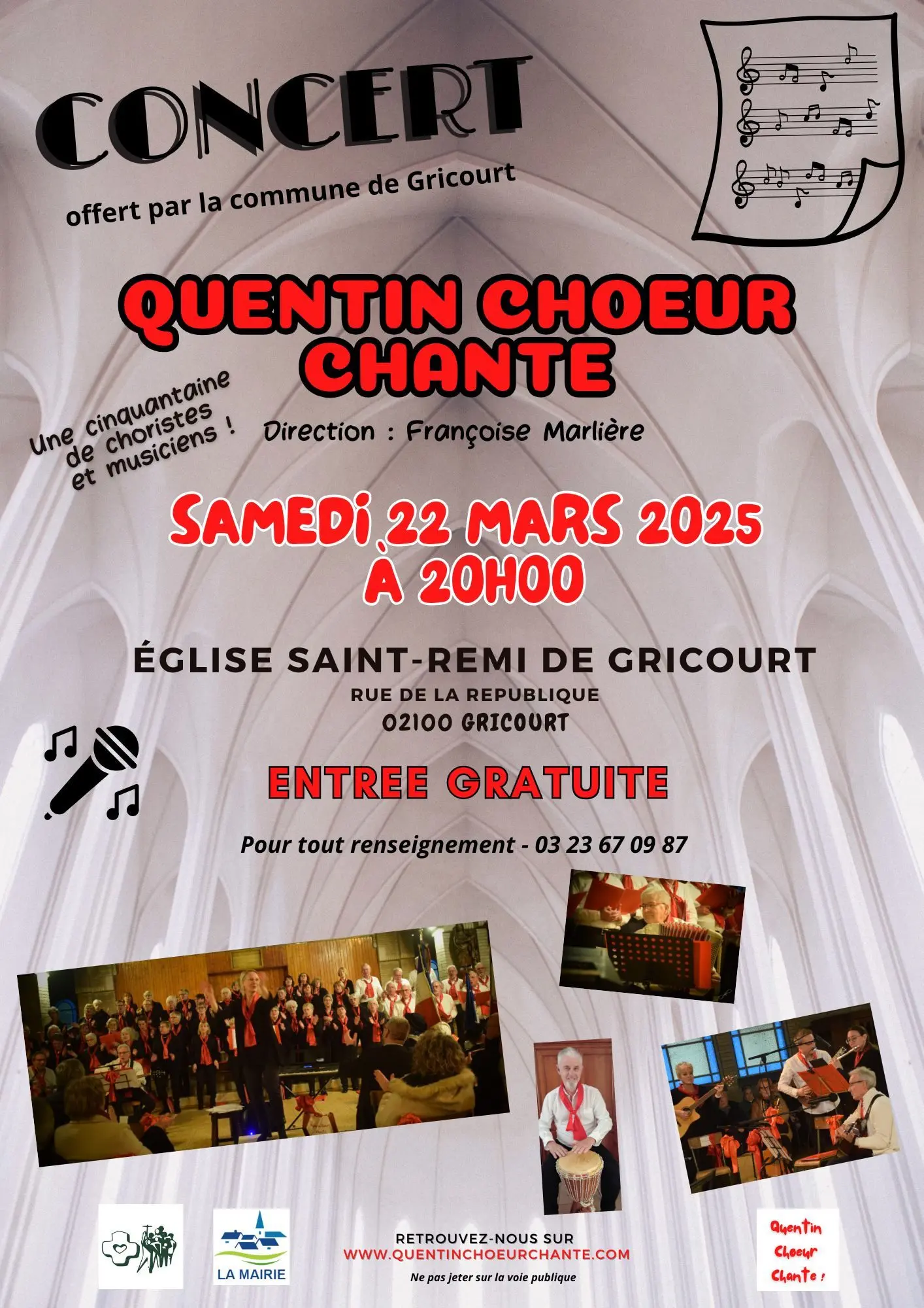 Concert à l'Eglise Saint-Rémi de Gricourt (02) le 22/03/2025